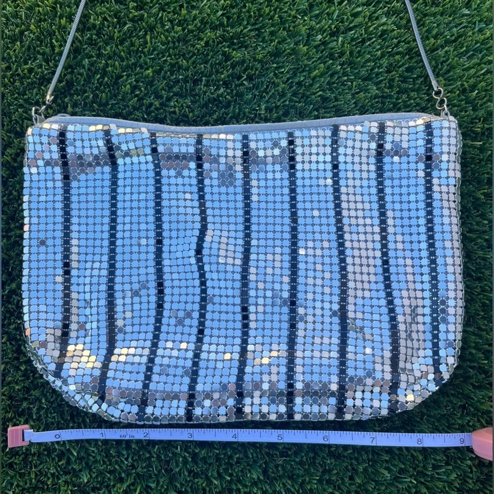 Metal Mesh Silver and Black Shoulder Bag